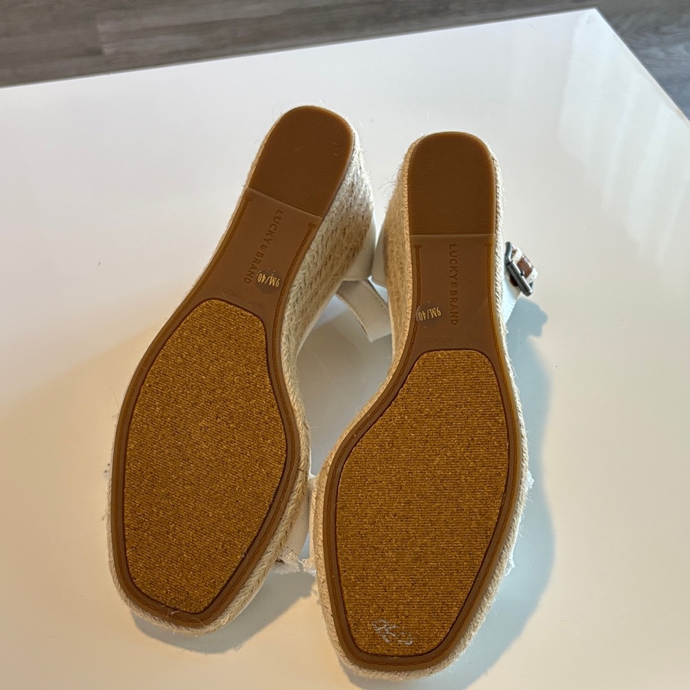 Lucky Brand Cream Espadrille Wedge Sandals - Picture 5 of 5